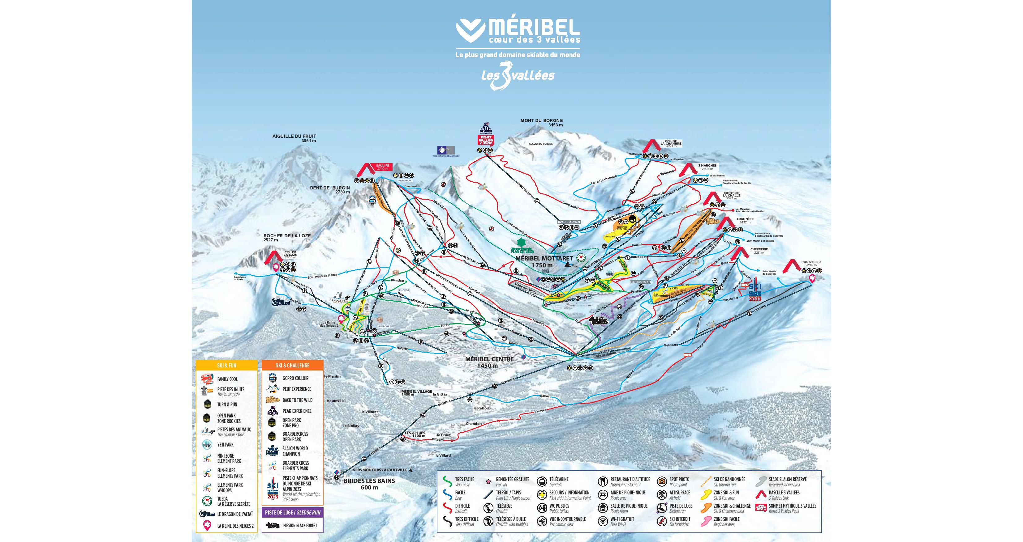 Map of the ski area of Meribel-Mottaret